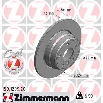 ZIMMERMANN 150.1299.20 - Jeu de 2 disques de frein arrière