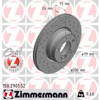 ZIMMERMANN 150.2901.52 - Jeu de 2 disques de frein avant