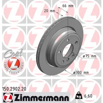 ZIMMERMANN 150.2902.20 - Jeu de 2 disques de frein arrière