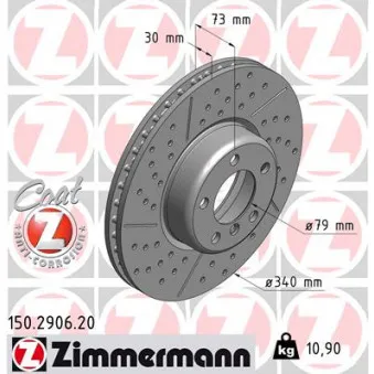 ZIMMERMANN 150.2906.20 - Jeu de 2 disques de frein avant