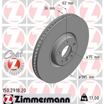 ZIMMERMANN 150.2918.20 - Disque de frein avant droit