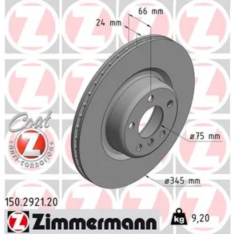 ZIMMERMANN 150.2921.20 - Jeu de 2 disques de frein arrière