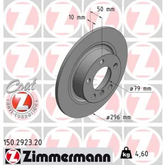 Jeu de 2 disques de frein arrière ZIMMERMANN OEM 34219808513