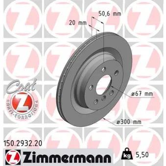 Jeu de 2 disques de frein arrière ZIMMERMANN OEM BDR2763.20