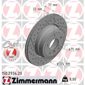 ZIMMERMANN 150.2934.20 - Jeu de 2 disques de frein arrière