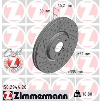 ZIMMERMANN 150.2944.20 - Jeu de 2 disques de frein avant