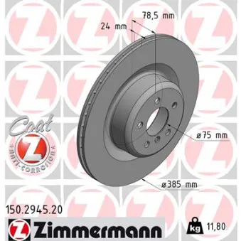 ZIMMERMANN 150.2945.20 - Jeu de 2 disques de frein arrière