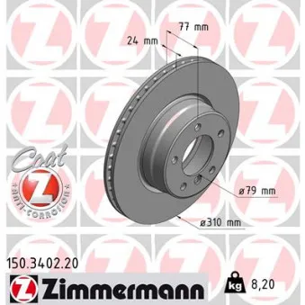 ZIMMERMANN 150.3402.20 - Jeu de 2 disques de frein avant