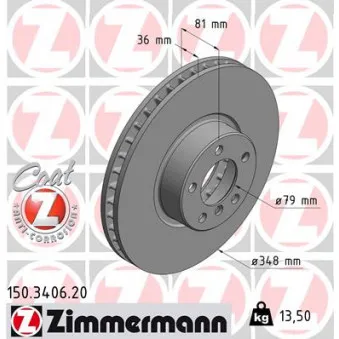 ZIMMERMANN 150.3406.20 - Jeu de 2 disques de frein avant