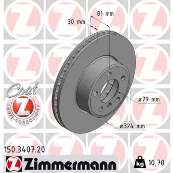 ZIMMERMANN 150.3407.20 - Jeu de 2 disques de frein avant