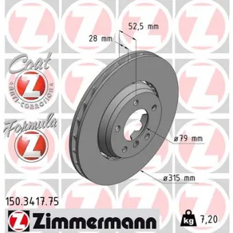 ZIMMERMANN 150.3417.75 - Disque de frein avant gauche