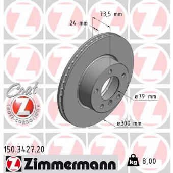 Jeu de 2 disques de frein avant ZIMMERMANN OEM 24.0124-0197.1