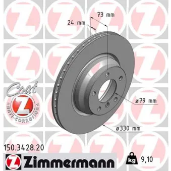 ZIMMERMANN 150.3428.20 - Jeu de 2 disques de frein avant