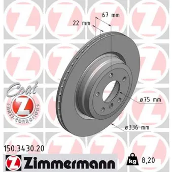 ZIMMERMANN 150.3430.20 - Jeu de 2 disques de frein arrière