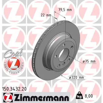 ZIMMERMANN 150.3432.20 - Jeu de 2 disques de frein arrière