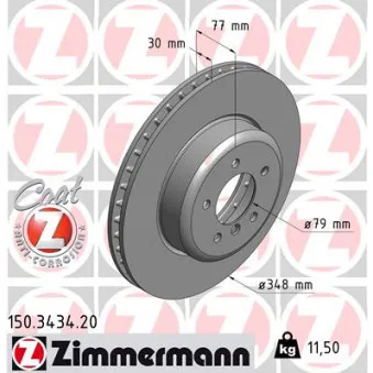 ZIMMERMANN 150.3434.20 - Jeu de 2 disques de frein avant