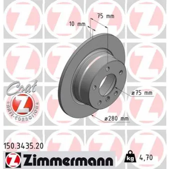 Jeu de 2 disques de frein arrière ZIMMERMANN OEM DF1612