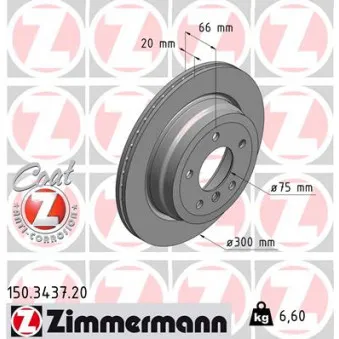 Jeu de 2 disques de frein arrière ZIMMERMANN OEM 34216764653