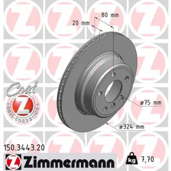 Jeu de 2 disques de frein arrière ZIMMERMANN OEM 24.0120-0191.1