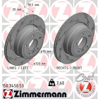 Jeu de 2 disques de frein arrière ZIMMERMANN OEM 61-00-0129C