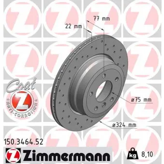 ZIMMERMANN 150.3464.52 - Jeu de 2 disques de frein arrière