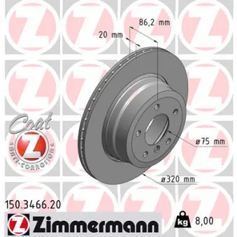 ZIMMERMANN 150.3466.20 - Jeu de 2 disques de frein arrière