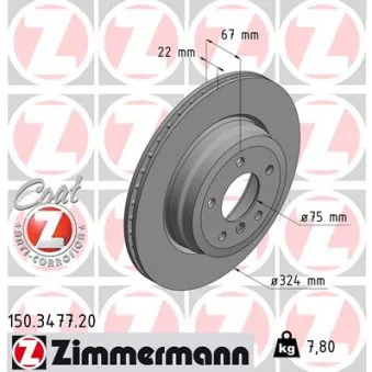 ZIMMERMANN 150.3477.20 - Jeu de 2 disques de frein arrière