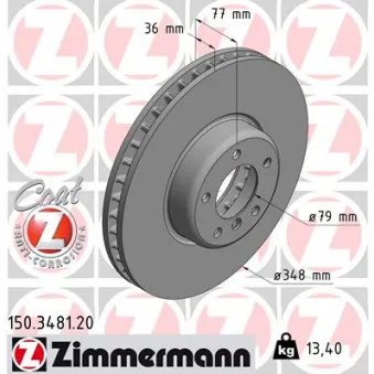 ZIMMERMANN 150.3481.20 - Jeu de 2 disques de frein avant