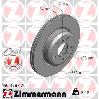 ZIMMERMANN 150.3482.20 - Jeu de 2 disques de frein avant