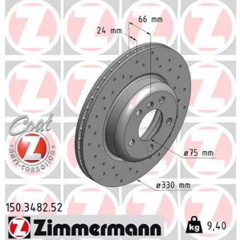 ZIMMERMANN 150.3482.52 - Jeu de 2 disques de frein avant