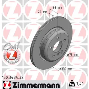 ZIMMERMANN 150.3484.32 - Jeu de 2 disques de frein arrière