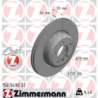 Jeu de 2 disques de frein avant ZIMMERMANN OEM 34116794427