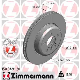 ZIMMERMANN 150.3491.20 - Jeu de 2 disques de frein avant