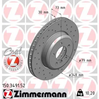 ZIMMERMANN 150.3491.52 - Jeu de 2 disques de frein avant