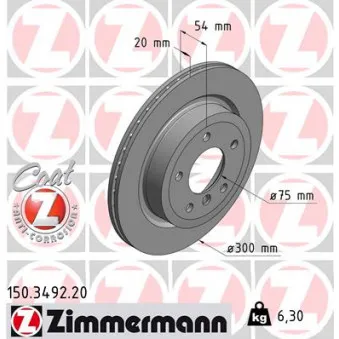 ZIMMERMANN 150.3492.20 - Jeu de 2 disques de frein arrière