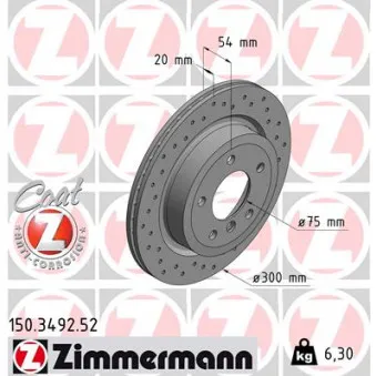 ZIMMERMANN 150.3492.52 - Jeu de 2 disques de frein arrière