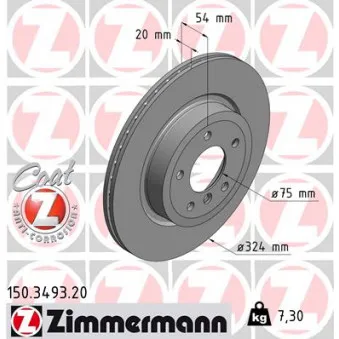 ZIMMERMANN 150.3493.20 - Jeu de 2 disques de frein arrière