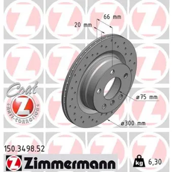 ZIMMERMANN 150.3498.52 - Jeu de 2 disques de frein arrière