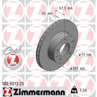 Jeu de 2 disques de frein avant ZIMMERMANN OEM 24.0124-0127.1