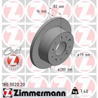 Jeu de 2 disques de frein arrière ZIMMERMANN OEM ADP154326