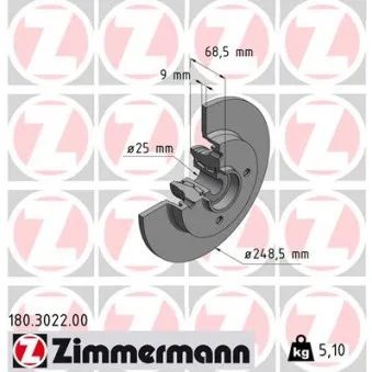Jeu de 2 disques de frein arrière ZIMMERMANN OEM 4246Z9