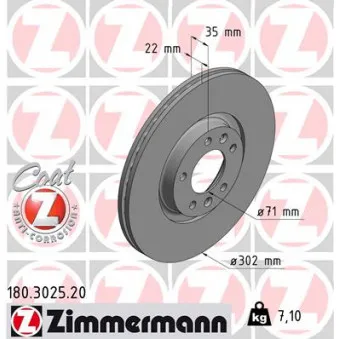 Jeu de 2 disques de frein arrière ZIMMERMANN OEM 424911