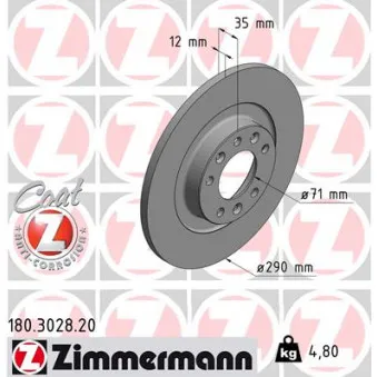 Jeu de 2 disques de frein arrière ZIMMERMANN 180.3028.20
