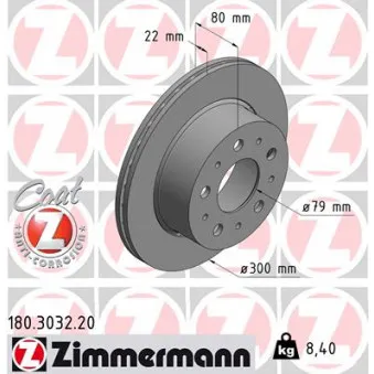 Jeu de 2 disques de frein arrière ZIMMERMANN OEM BDA2818.20