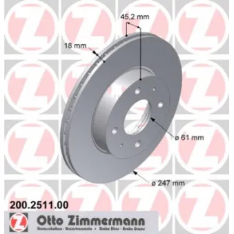 Jeu de 2 disques de frein avant ZIMMERMANN 200.2511.00