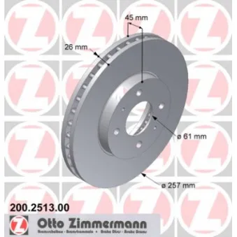ZIMMERMANN 200.2513.00 - Jeu de 2 disques de frein avant