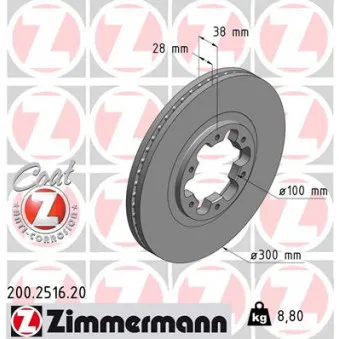 ZIMMERMANN 200.2516.20 - Jeu de 2 disques de frein avant