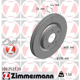 ZIMMERMANN 200.2527.20 - Jeu de 2 disques de frein avant