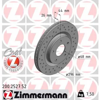 ZIMMERMANN 200.2527.52 - Jeu de 2 disques de frein avant