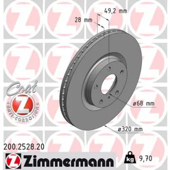 ZIMMERMANN 200.2528.20 - Jeu de 2 disques de frein avant